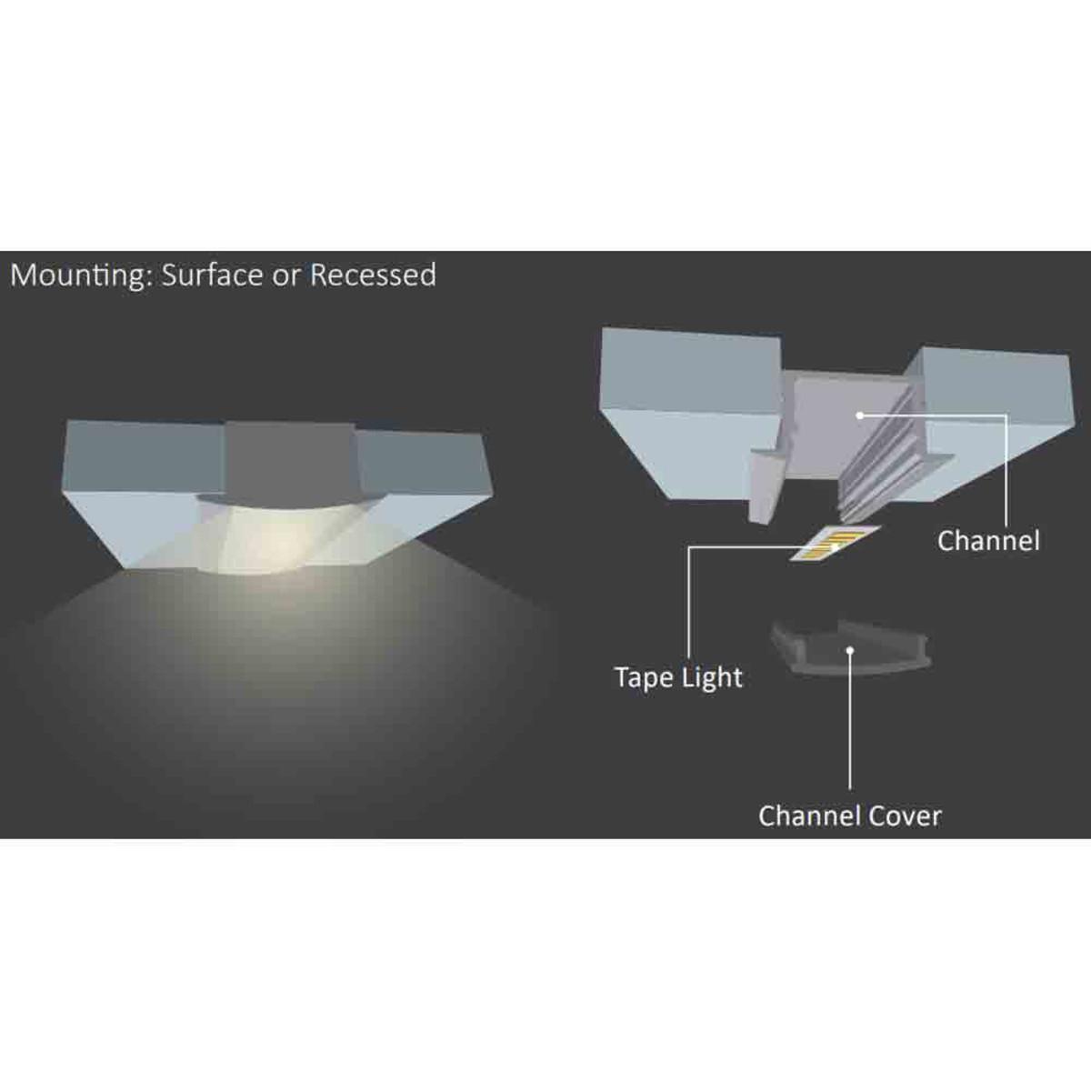 48in. Chromapath Bundle, Recessed Aluminum Channel for Tape lights Up To 12mm, Frosted cover - Bees Lighting