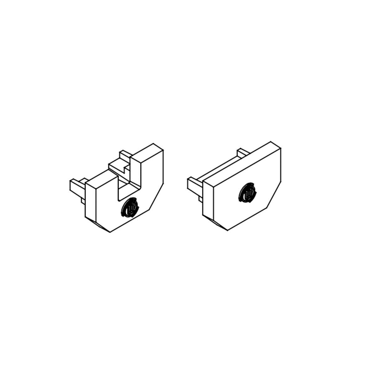 Chromapath Single End Cap Pair for Square Channels, White - Bees Lighting