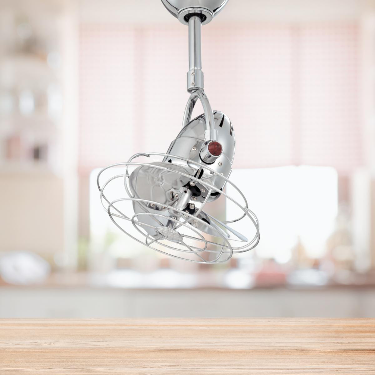 Diane 13 Inch Oscillating Ceiling Fan with a Decorative Cage, Polished Chrome - Bees Lighting