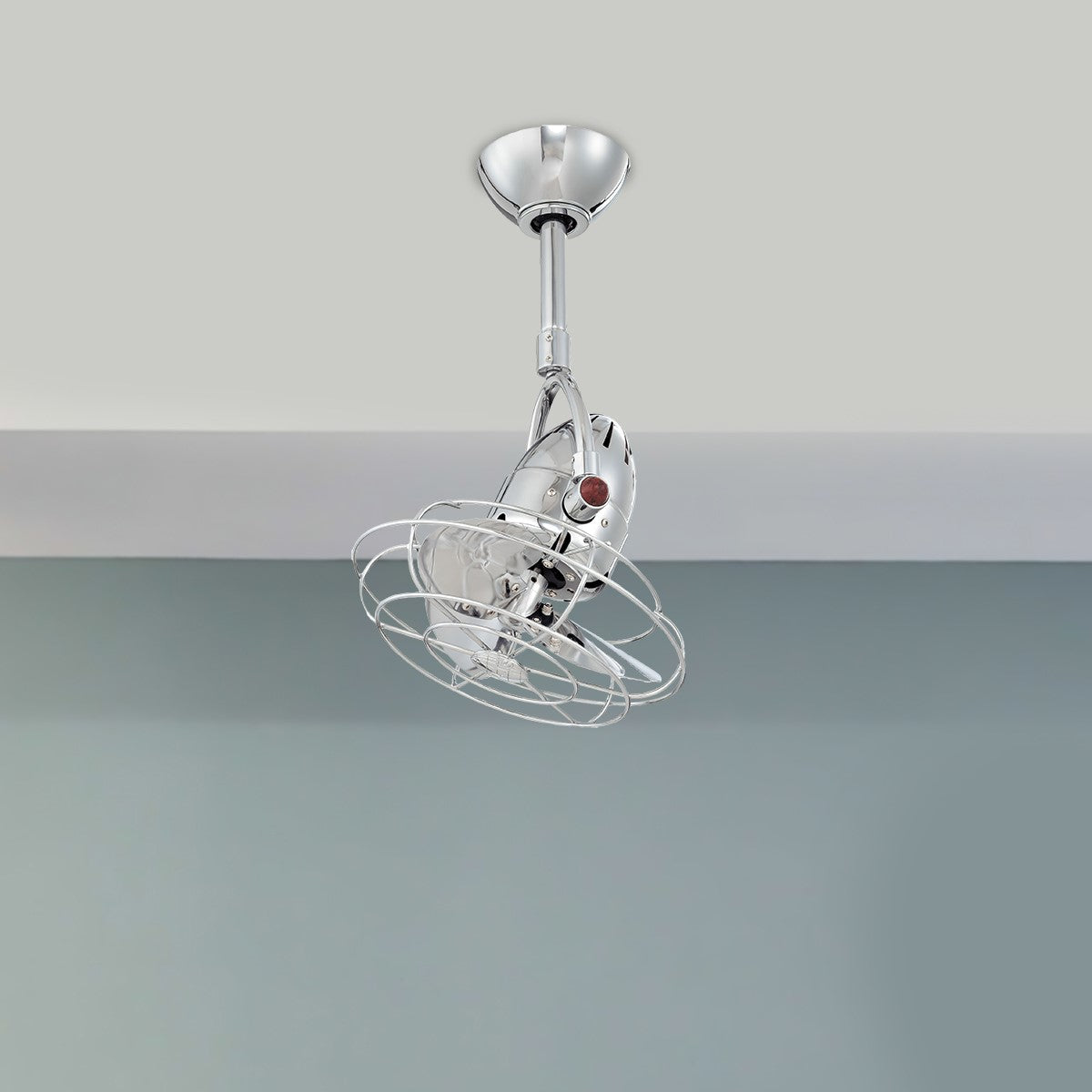 Diane 13 Inch Oscillating Ceiling Fan with a Decorative Cage, Polished Chrome - Bees Lighting