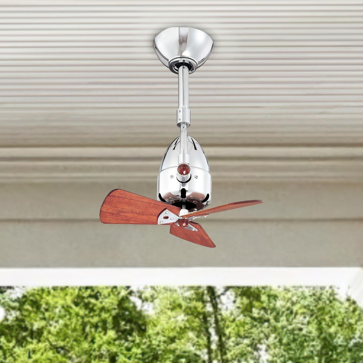Diane 16 Inch Oscillating Directional Ceiling Fan, Polished Chrome with Barnwood Blades - Bees Lighting