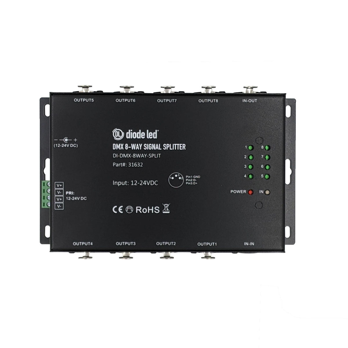 DMX XLR-8-WAY Signal Splitter - Bees Lighting