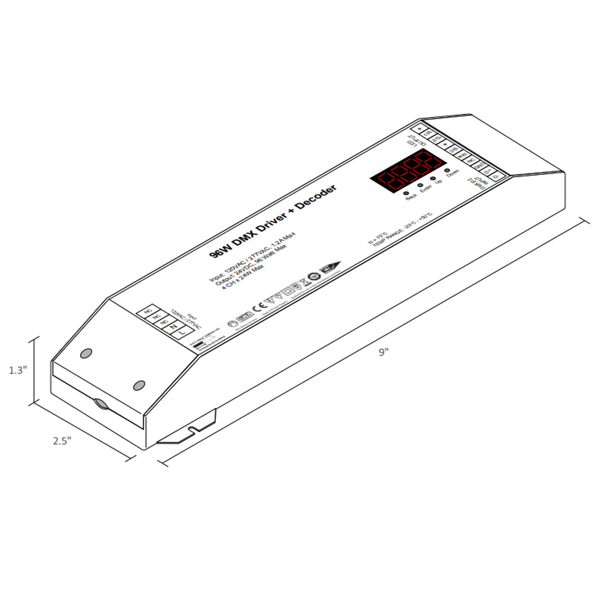 DMX Decoder + 24VDC LED Driver, 96 Watts Max, 4 Channel RGBW, 120-277V - Bees Lighting
