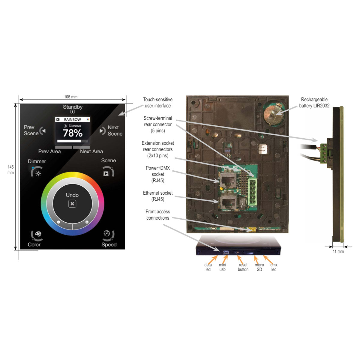 Nicolaudie DMX LED Controller, Touch Sensitive Intelligent Control Keypad - Bees Lighting