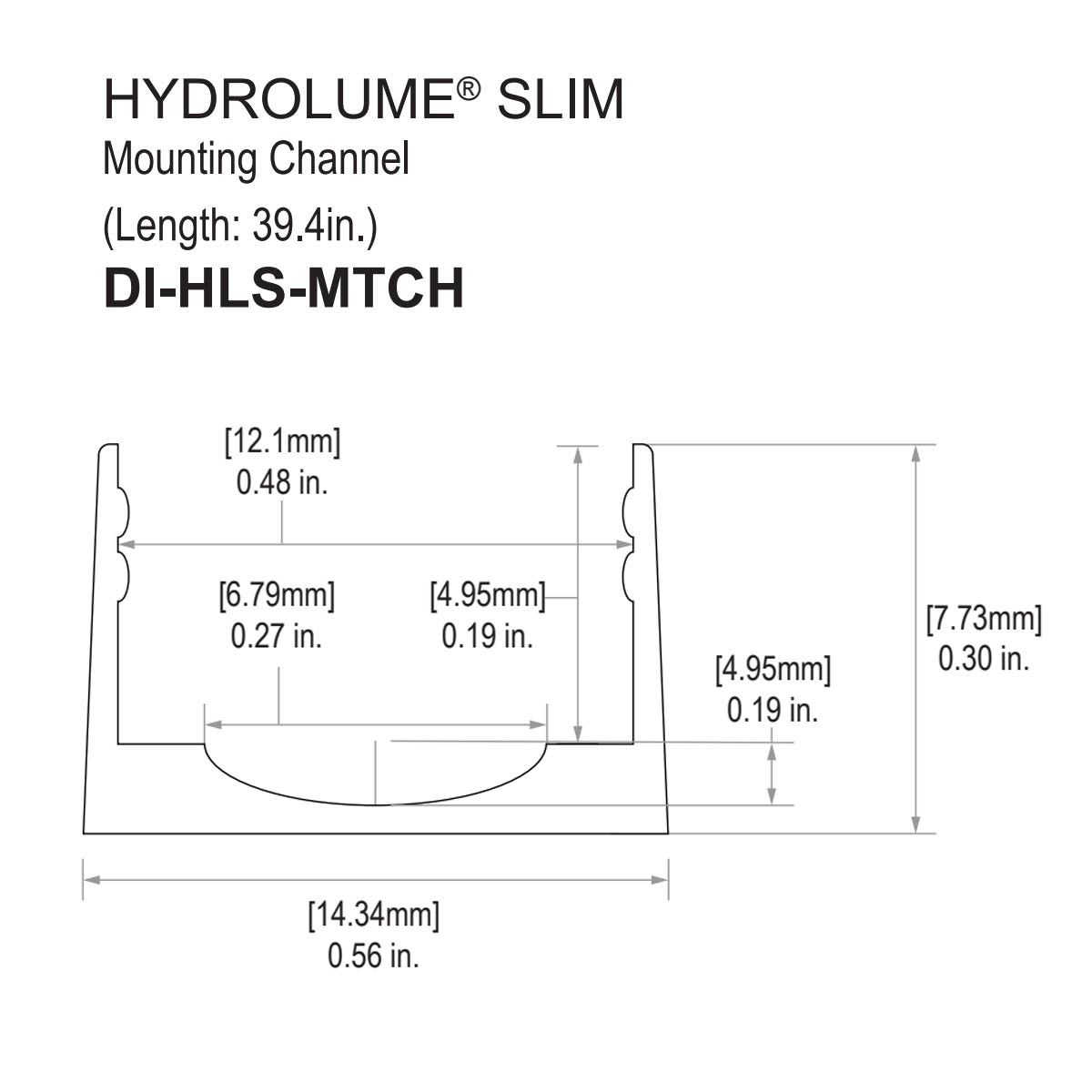 39.4in. Slim Mounting Channel For Hydrolume Series, 2 Pack