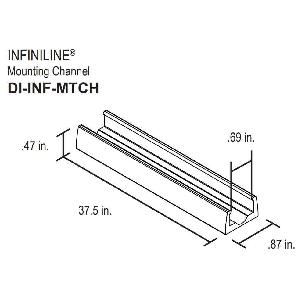37.5in. Mounting Channel with Pack of 4 Screws, For Infiniline Strip Light - Bees Lighting