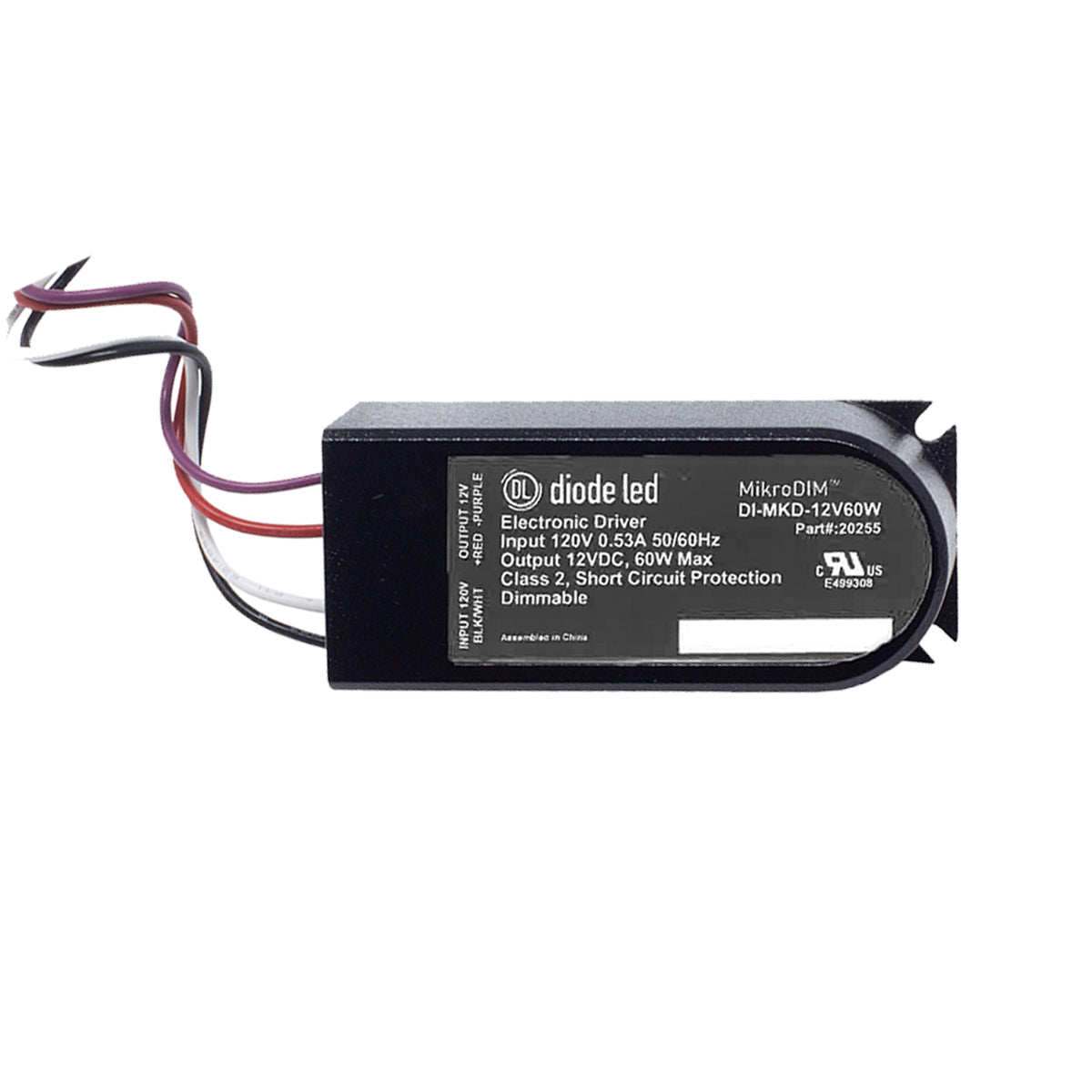 MikroDIM 60 Watts 12VDC LED Driver, ELV Dimming, 120VAC