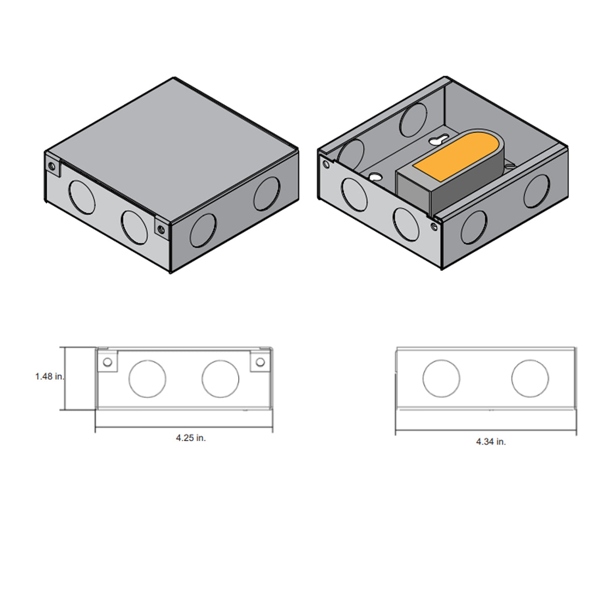 MikroDIM 60 Watts 24VDC LED Driver and LO-PRO Junction Box, ELV Dimming - Bees Lighting