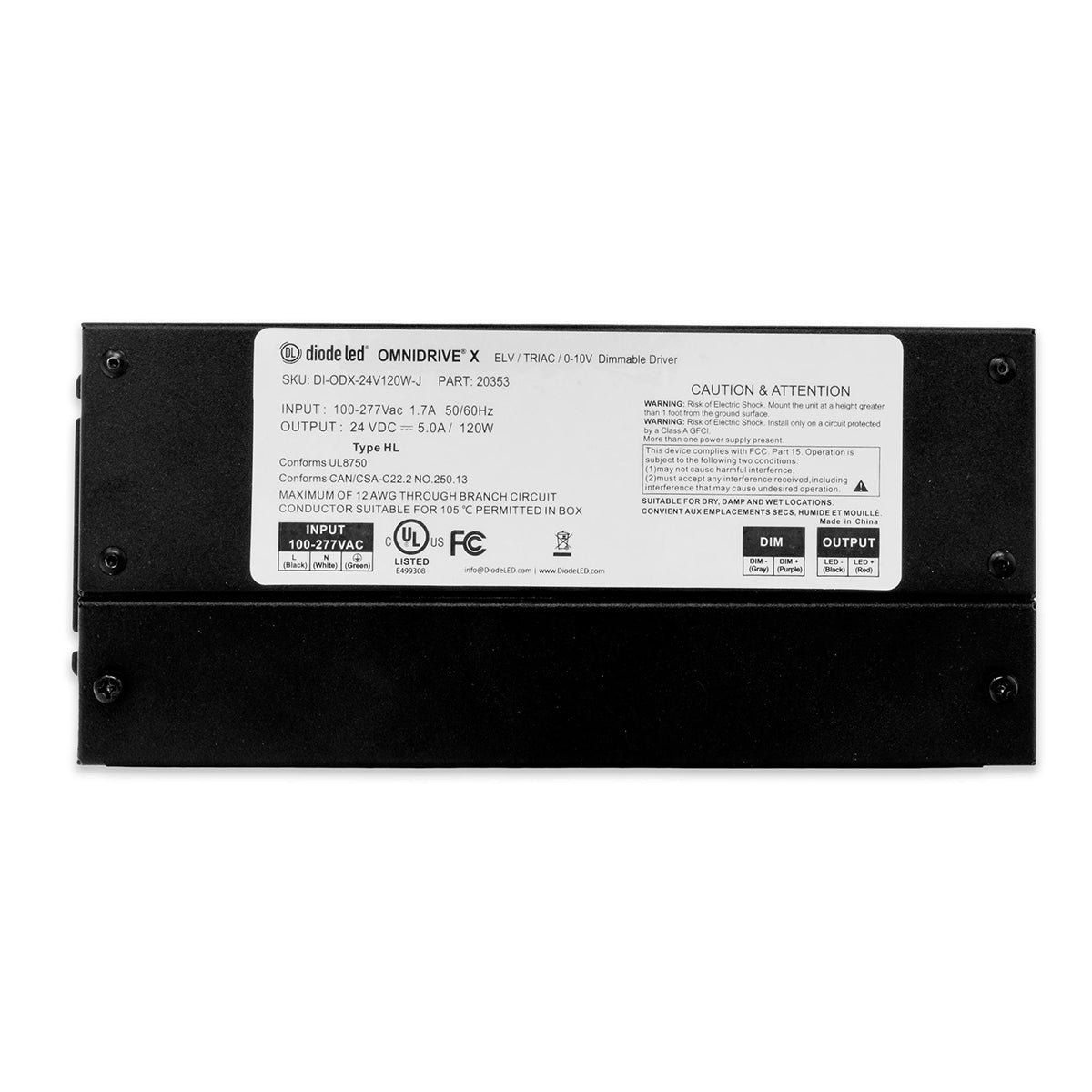 OMNIDRIVE X Dimmable Driver, 24VDC, ELV, Triac, and 0-10V Dimming - Bees Lighting