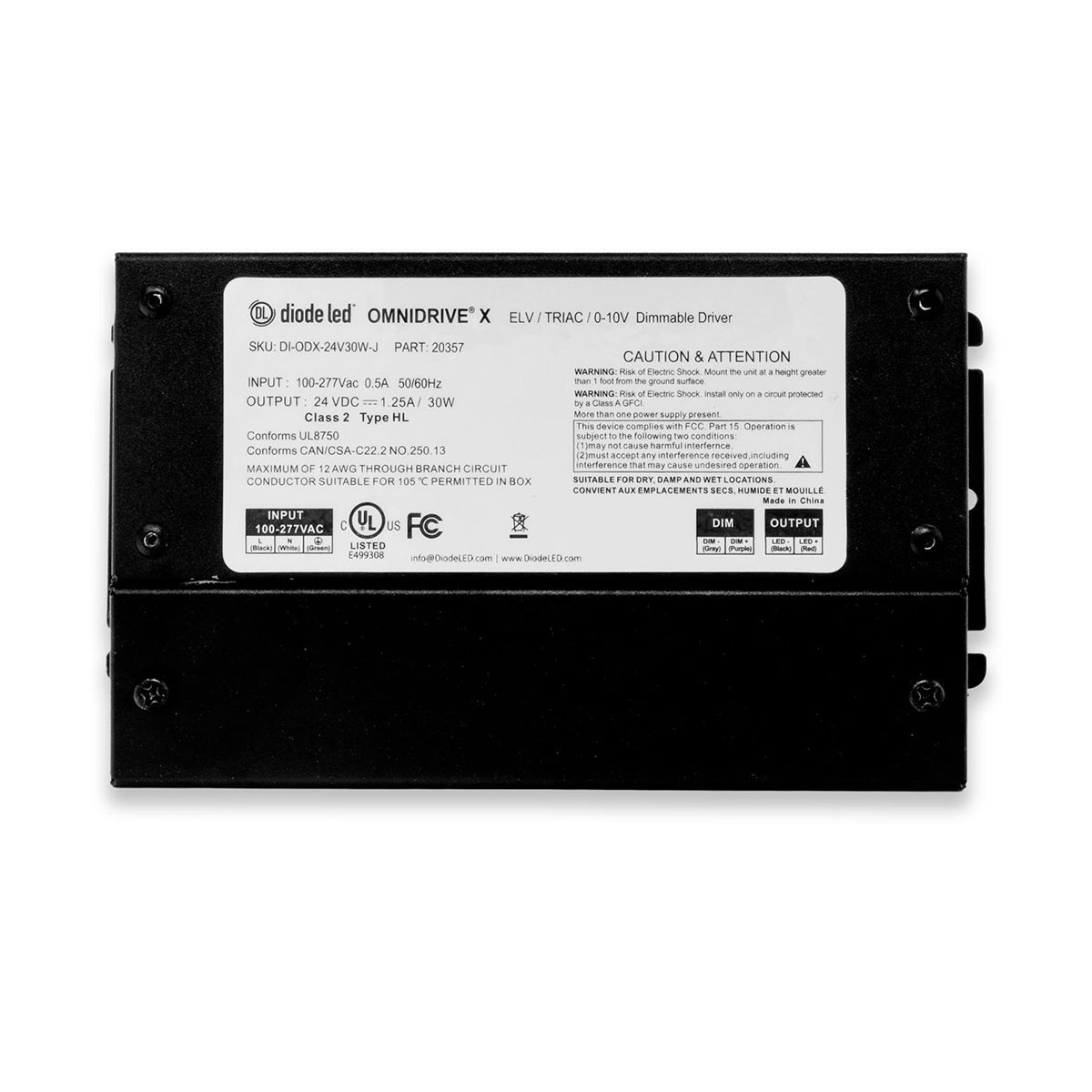 OMNIDRIVE X Dimmable Driver, 24VDC, ELV, Triac, and 0-10V Dimming - Bees Lighting