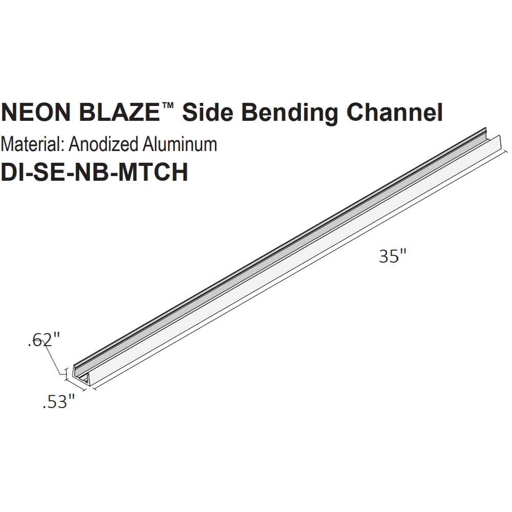 NEON BLAZE Side Bending 3ft Aluminum Mounting Channel