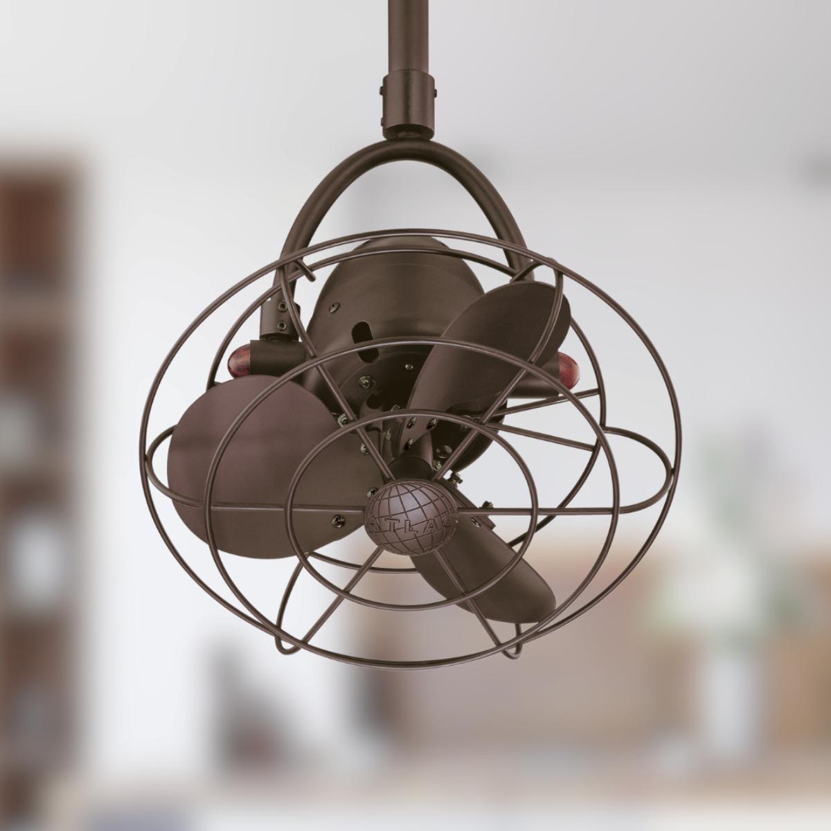 Diane 13 Inch Oscillating Ceiling Fan with a Decorative Cage, Textured Bronze - Bees Lighting