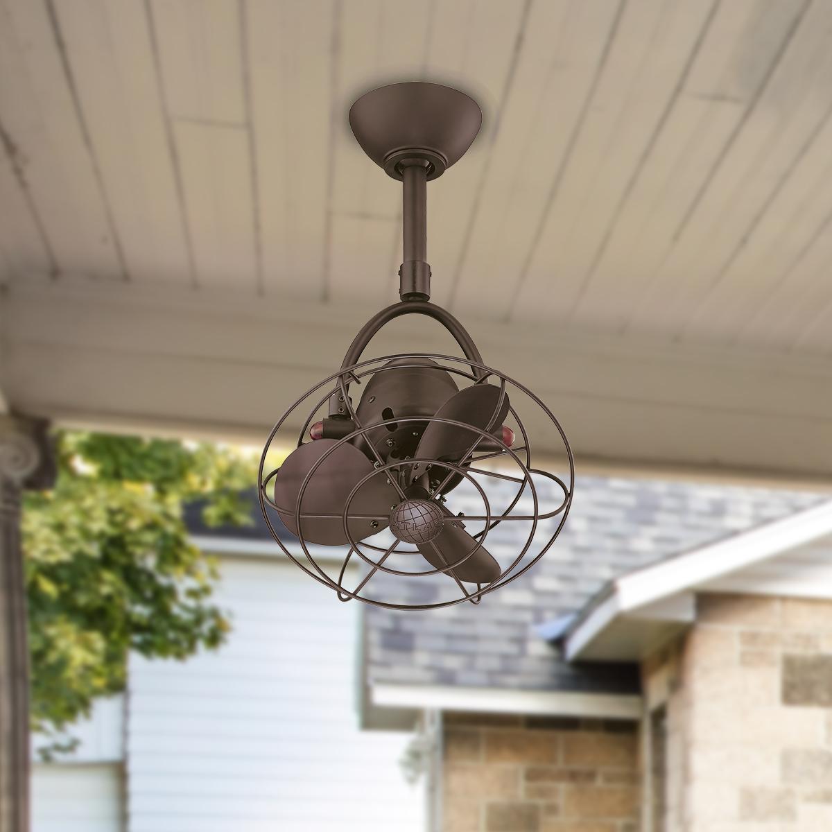 Diane 13 Inch Oscillating Ceiling Fan with a Decorative Cage, Textured Bronze - Bees Lighting