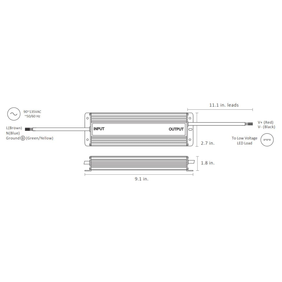 OMNIDRIVE 120 Watts, 12VDC LED Driver, ELV, Triac and MLV Dimming - Bees Lighting