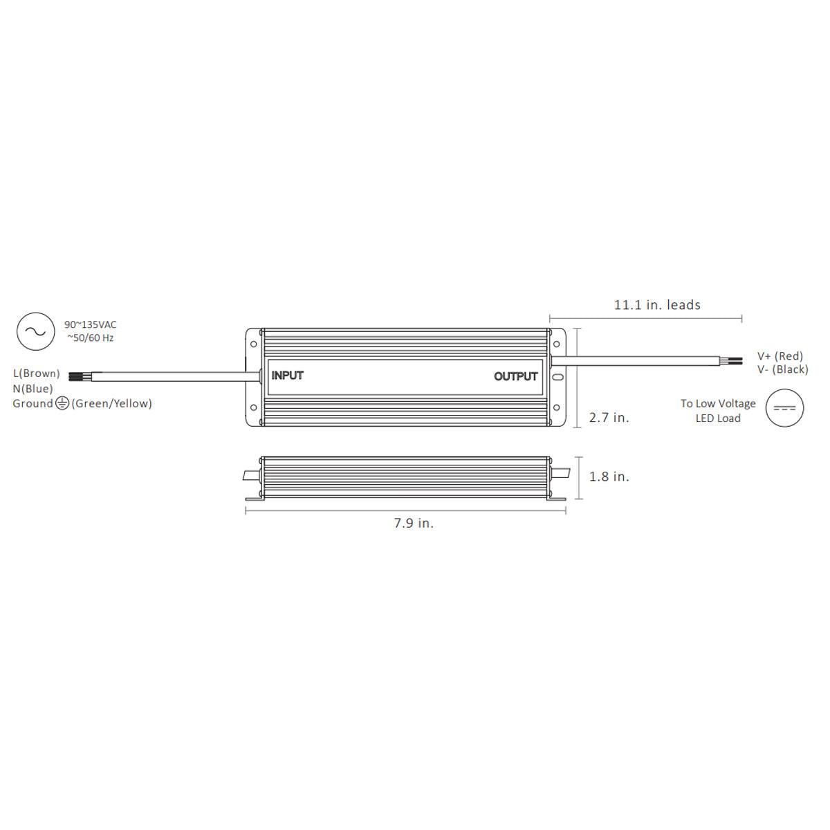 OMNIDRIVE 80 Watts, 12VDC LED Driver, ELV, Triac and MLV Dimming, 90-135V