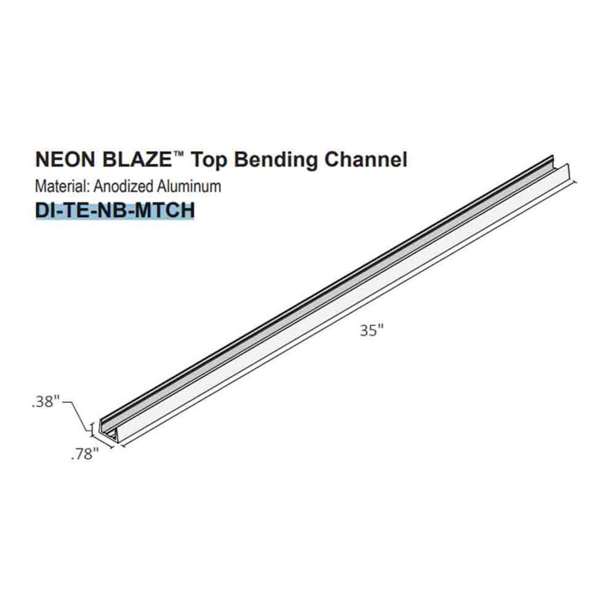 NEON BLAZE Top Bending 3ft Aluminum Mounting Channel