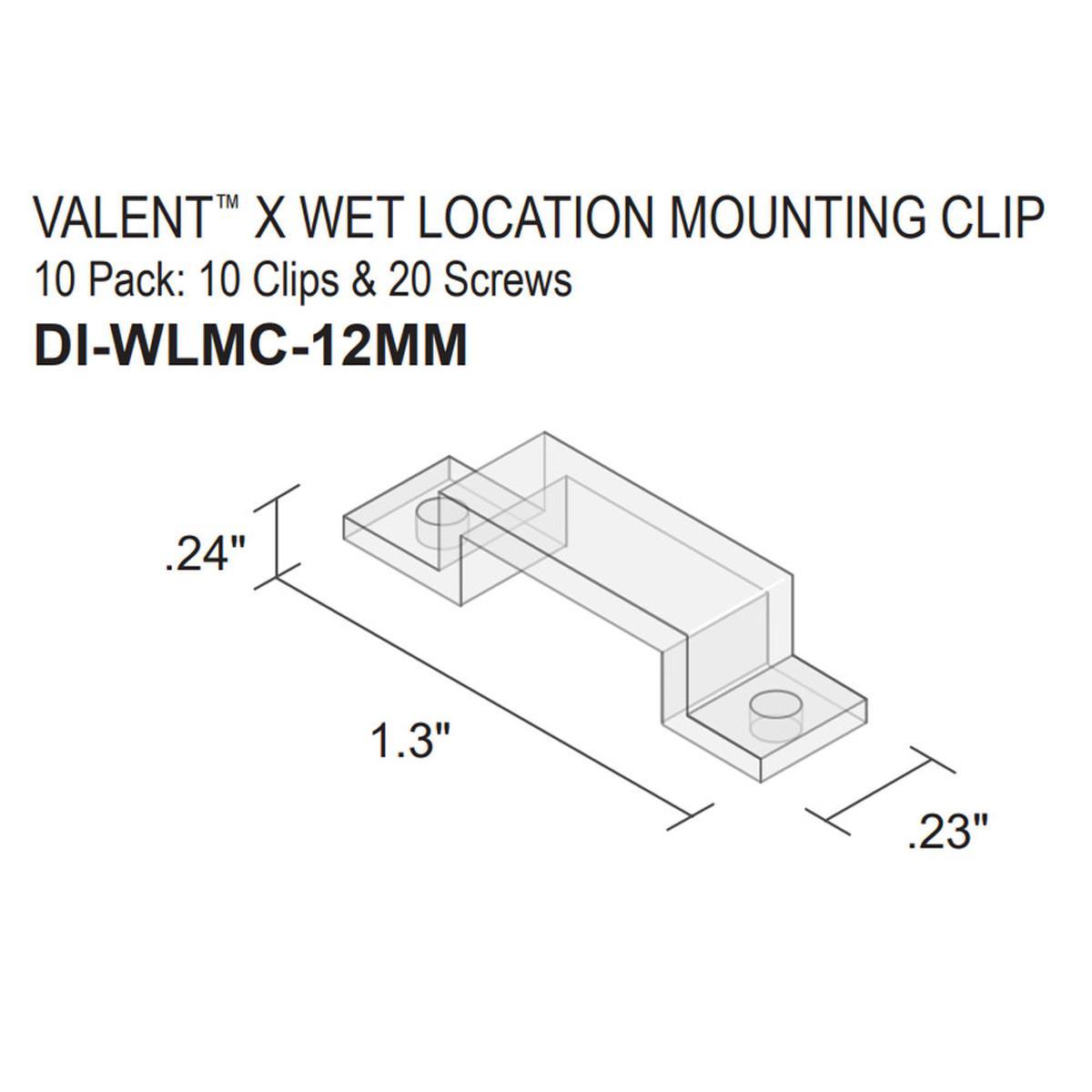 Silicone Mounting Clips for Valent X Wet Location Strip Lights, Pack of 10 Clips & 20 Screws
