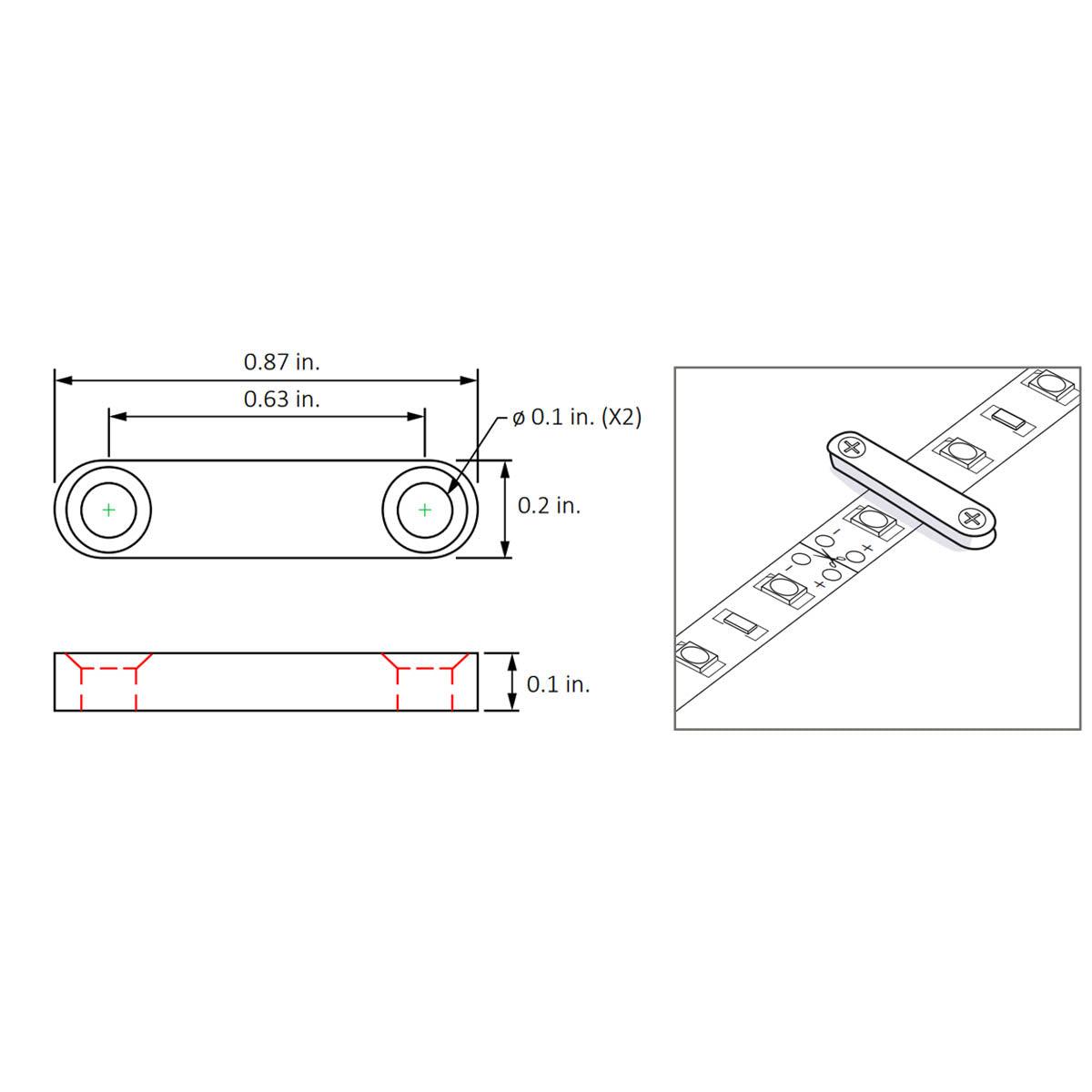 Tape Light Fastener, Pack of 10 with 20 Screws - Bees Lighting