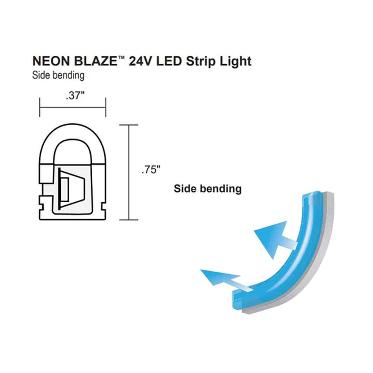 Neon BLAZE LED Neon Strip Light, 24V, Side Bending