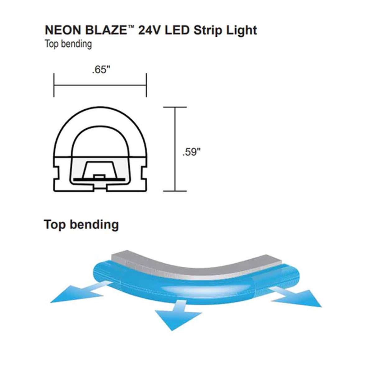 Neon BLAZE LED Neon Strip Light, 24V, Top Bending