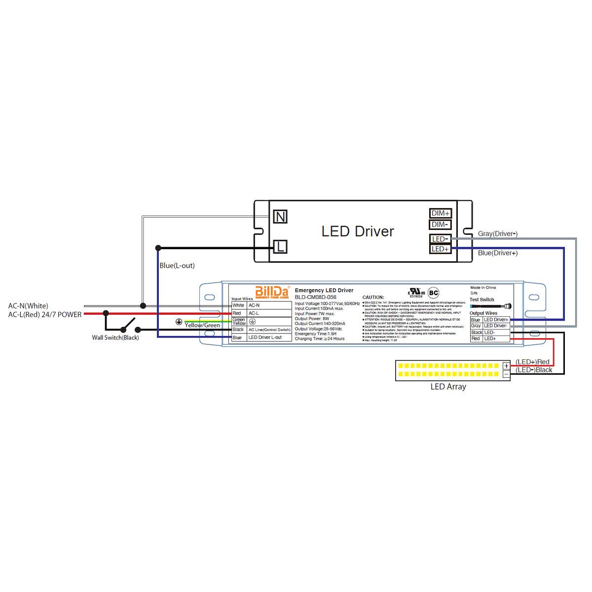 Emergency LED Driver, 8 Watts, Low Voltage Output - Bees Lighting