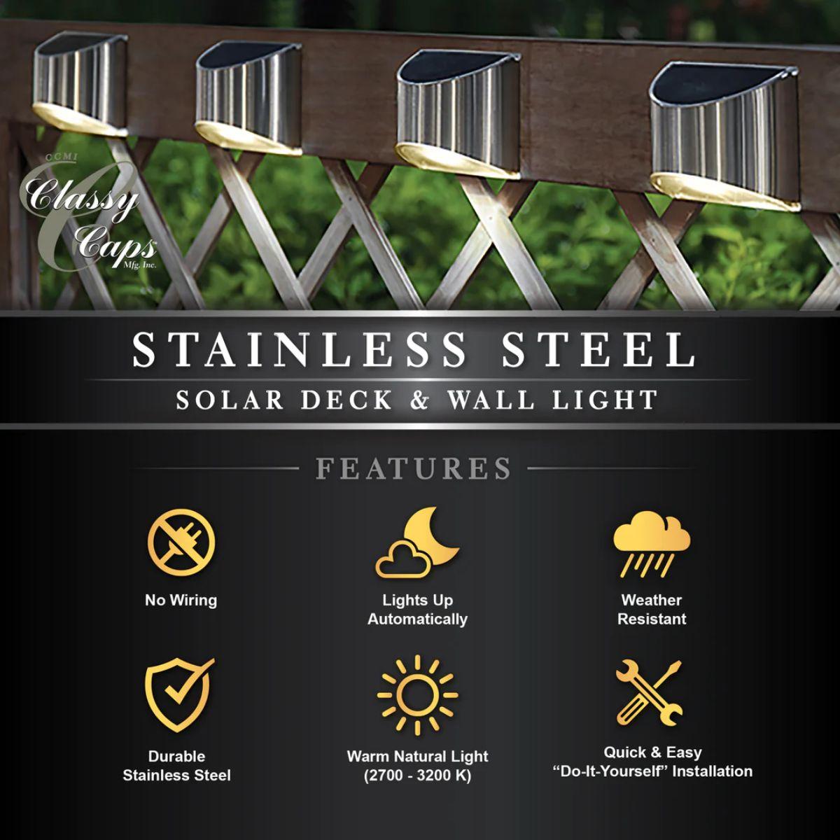 Solar LED Outdoor Wall Scocne 2700K Stainless Steel finish (Pack Of 2)