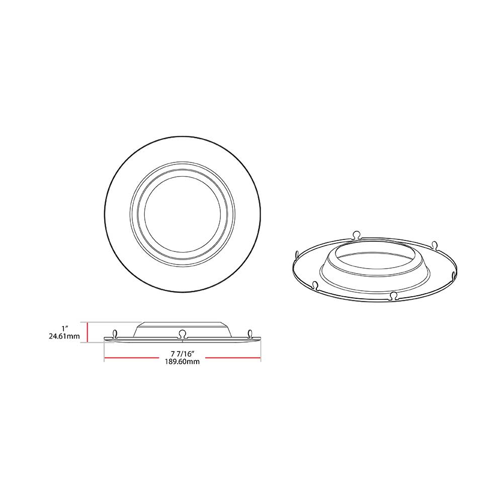 6" Round Trim Smooth Black Finish - Bees Lighting