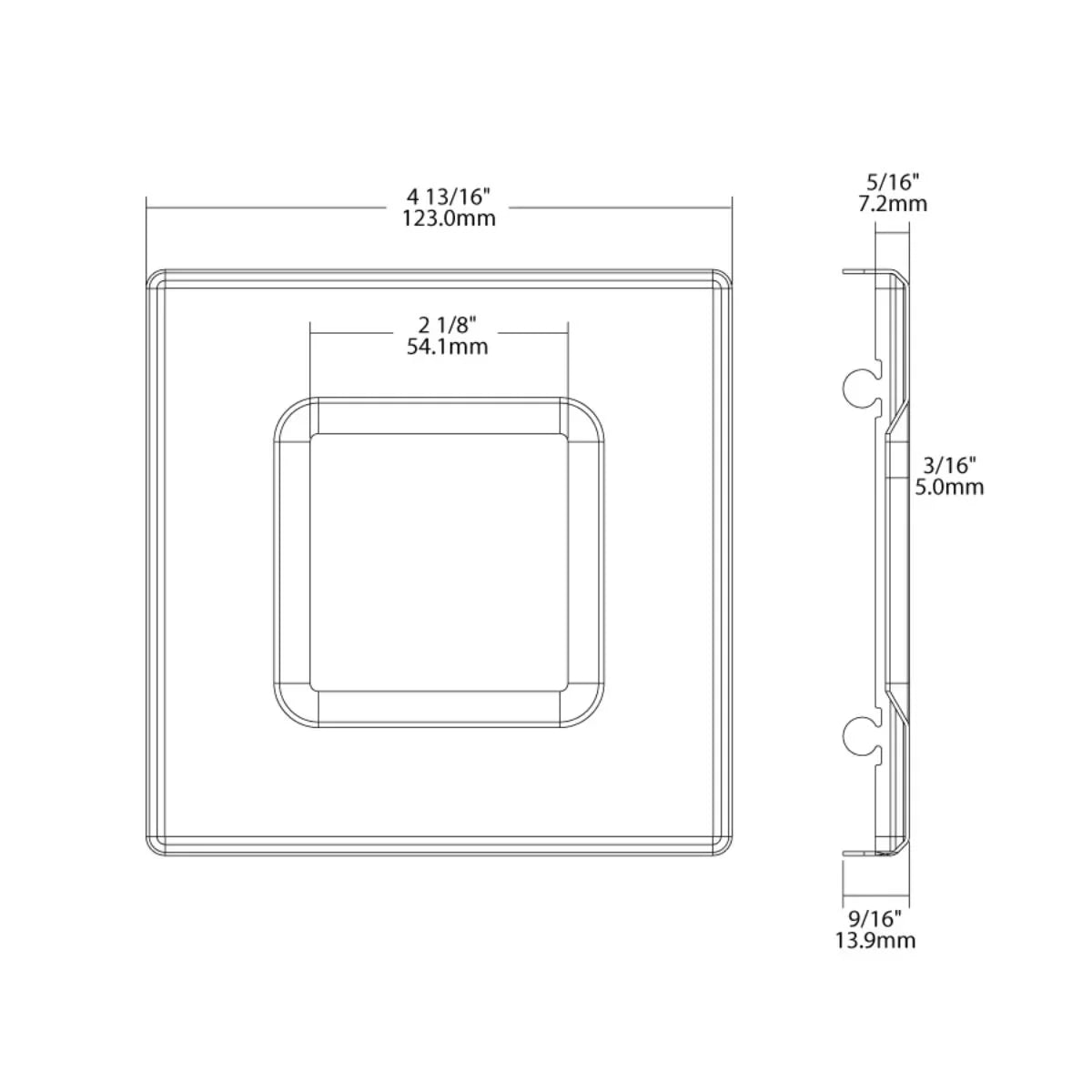 Wafer 4" Trim Square Smooth Brushed Nickel - Bees Lighting
