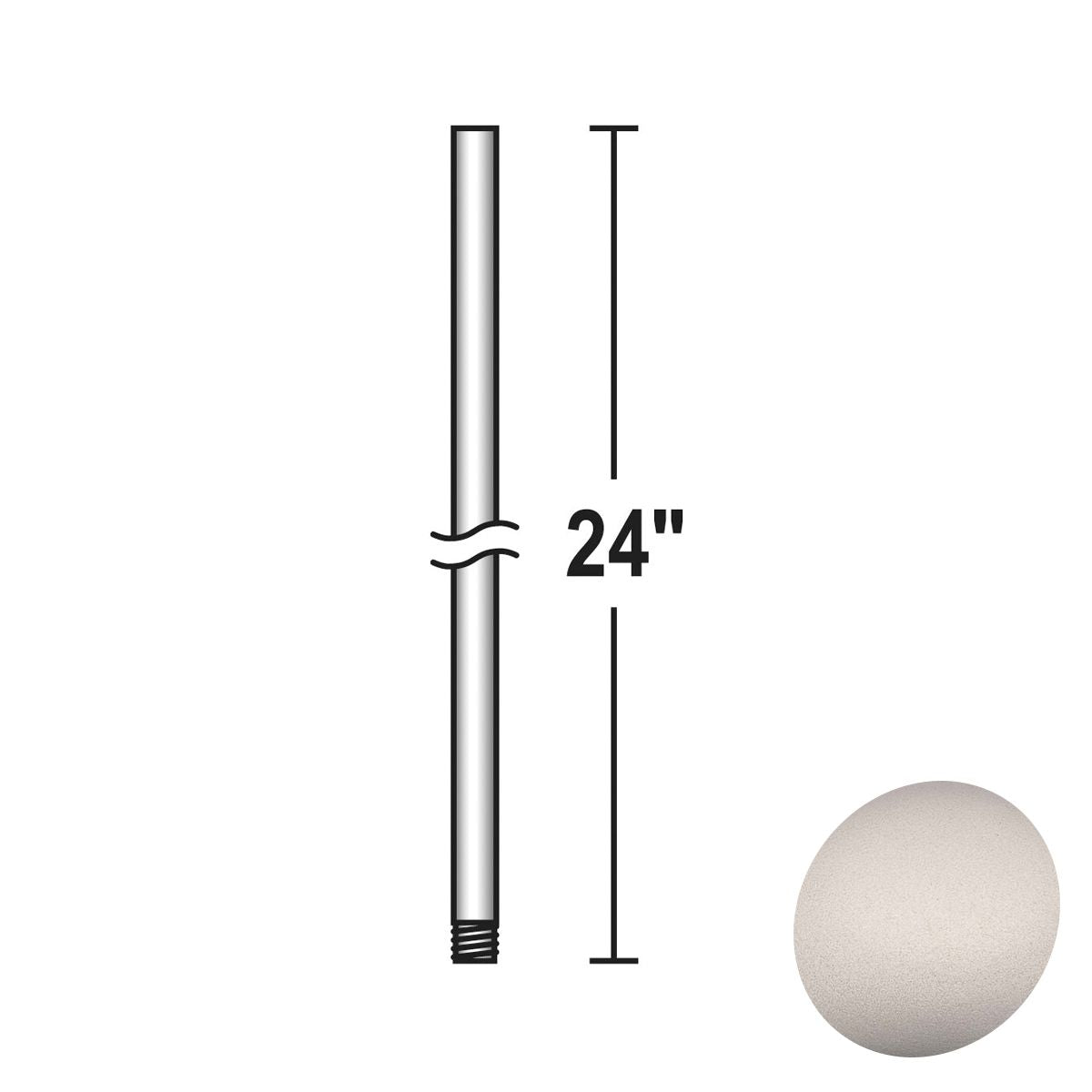 24 In. Ceiling Fan Downrod Brushed Steel Finish - Bees Lighting