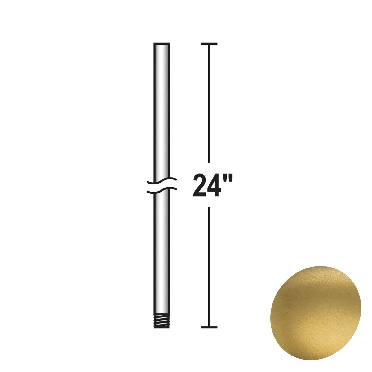 24 In. Ceiling Fan Downrod Champagne Soft Brass Finish - Bees Lighting