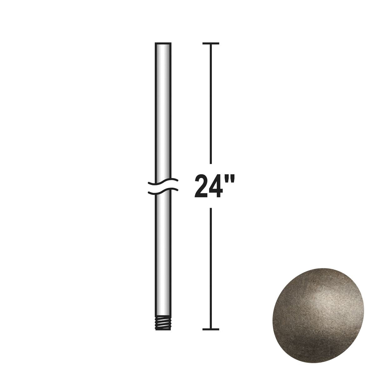 24 In. Ceiling Fan Downrod Heirloom Bronze Finish - Bees Lighting