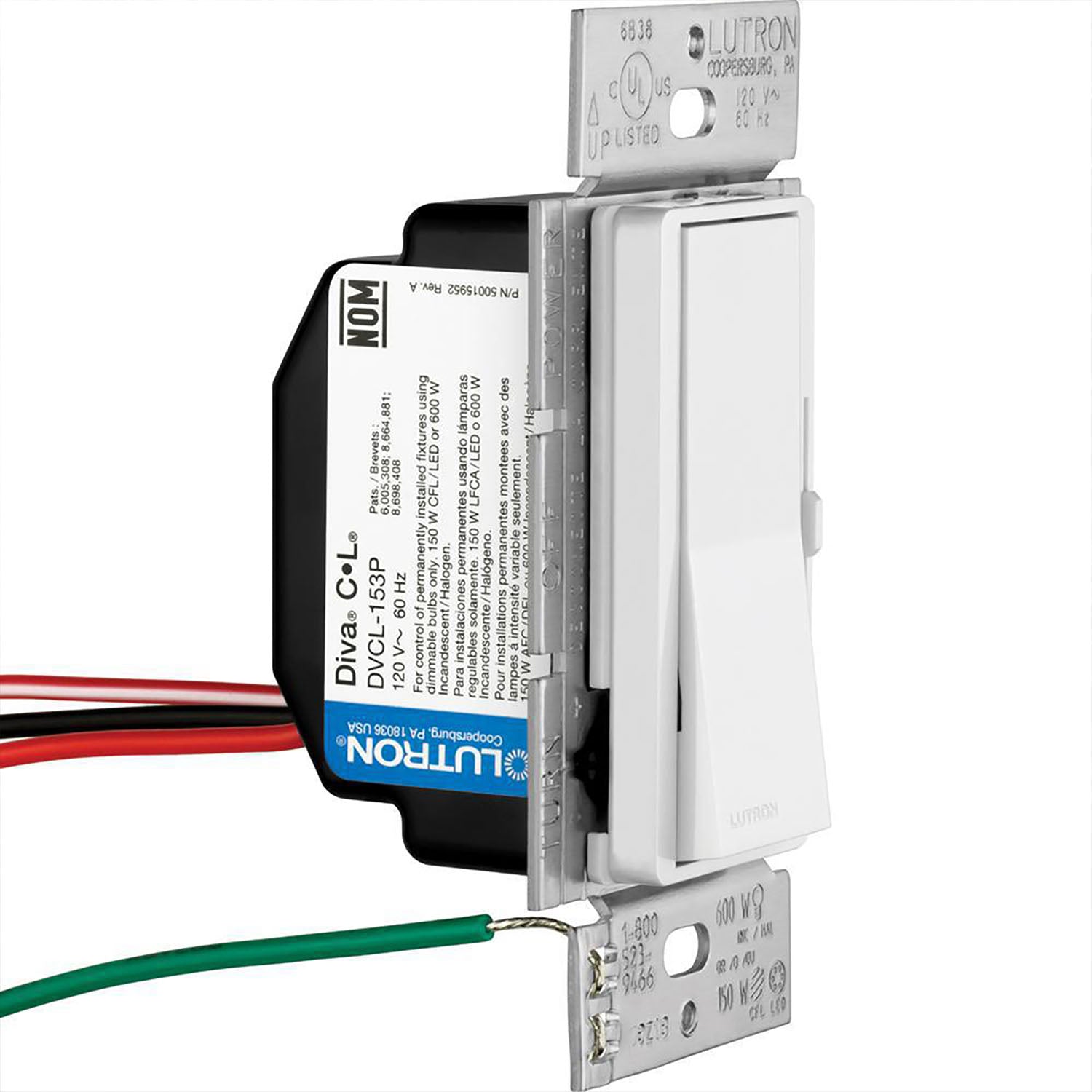 Diva LED+ Dimmer Switch, 150-Watt, Single Pole or 3-Way, White - Bees Lighting
