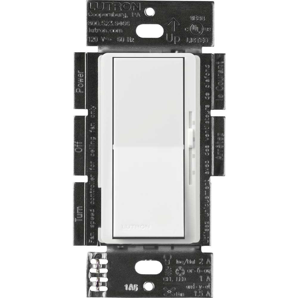 Lutron Diva 3-Speed Fan Control and Light Switch, 1.5A Fan/1A LED, Single Pole - Bees Lighting