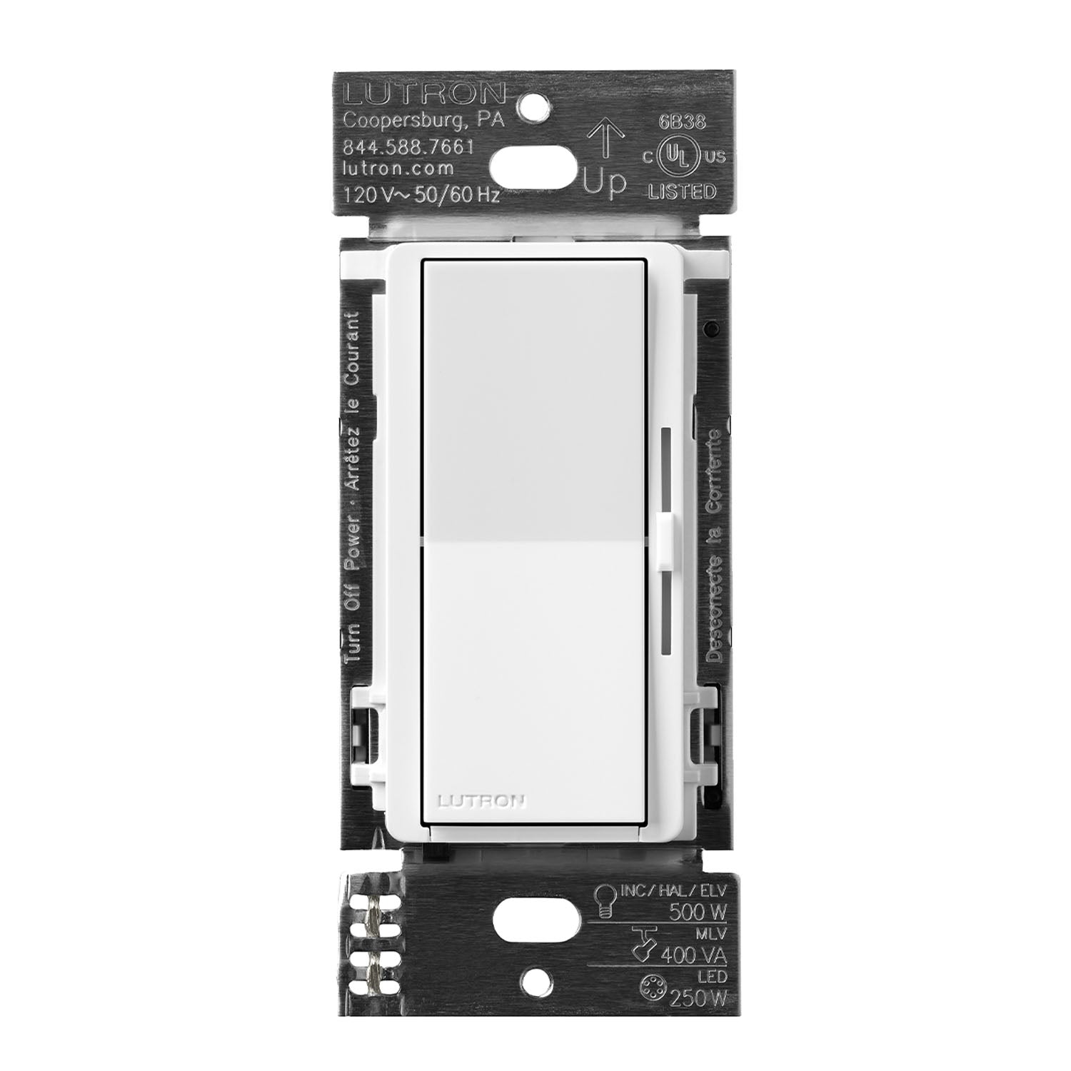 Caseta Diva Smart Dimmer Switch ELV+, 250 Watts, Neutral Required, White - Bees Lighting