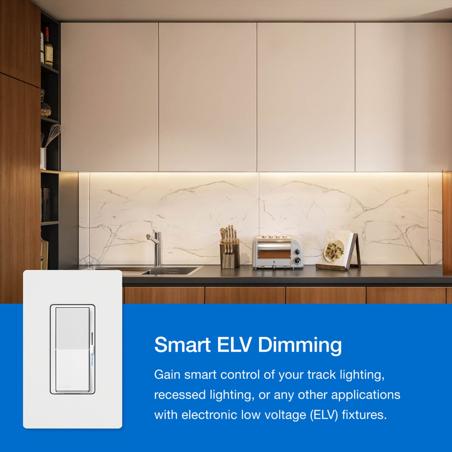 Caseta Smart Dimmer Switch ELV+, 250 Watts, Neutral Required, Light Almond - Bees Lighting