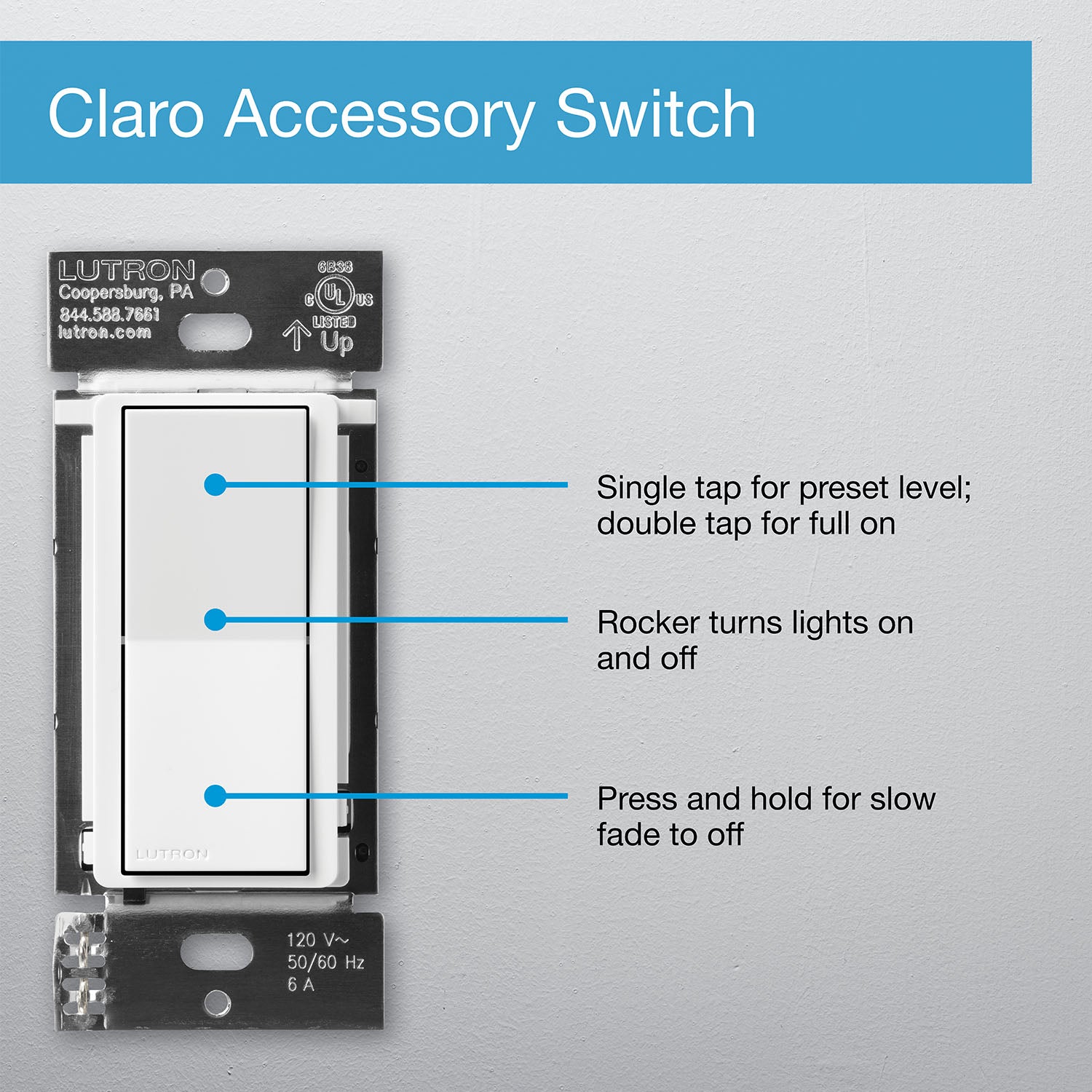 Lutron Caseta Claro Smart Accessory Switch, Not for Standalone Use, Light Almond - Bees Lighting