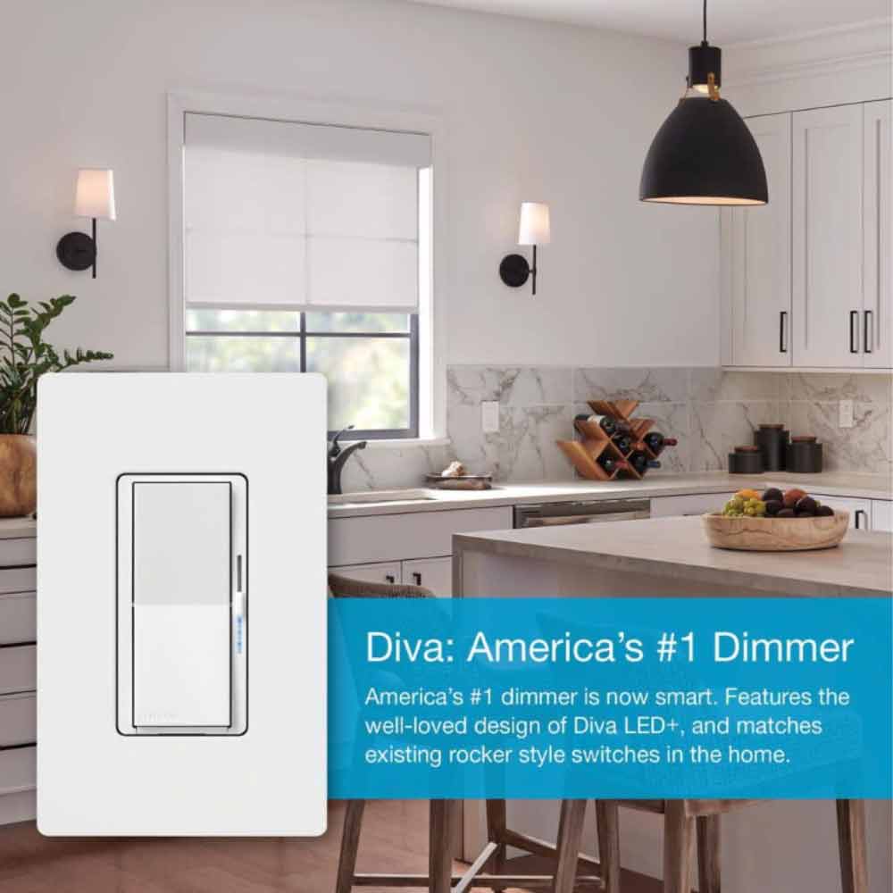 Caseta Wireless Starter Kits with Diva Smart Dimmer, The Smart Hub, and Pico Remote White
