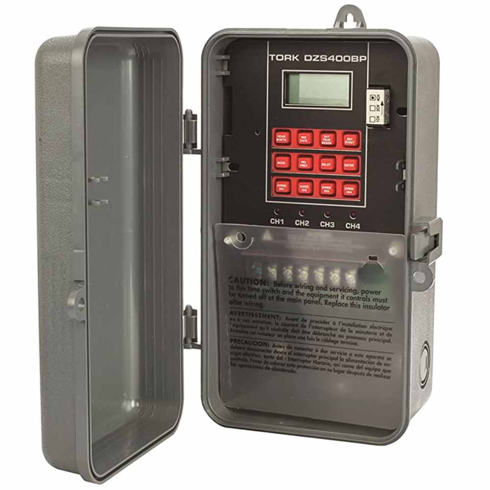 Tork 20-Amp 365-Day 4CH SPDT Astronomic Digital Timer with Season Holiday Memory Module 120-277V Outdoor Enclosure