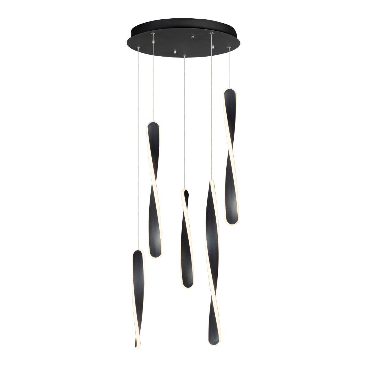 Pirouette 16 in. 5 Lights LED Pendant Light Black finish - Bees Lighting