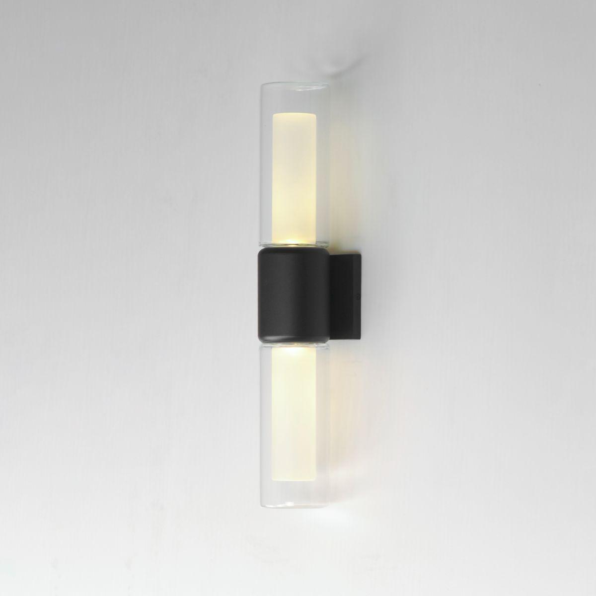 Dram 23 in. 2 Lights LED Outdoor Wall Sconce Black Finish