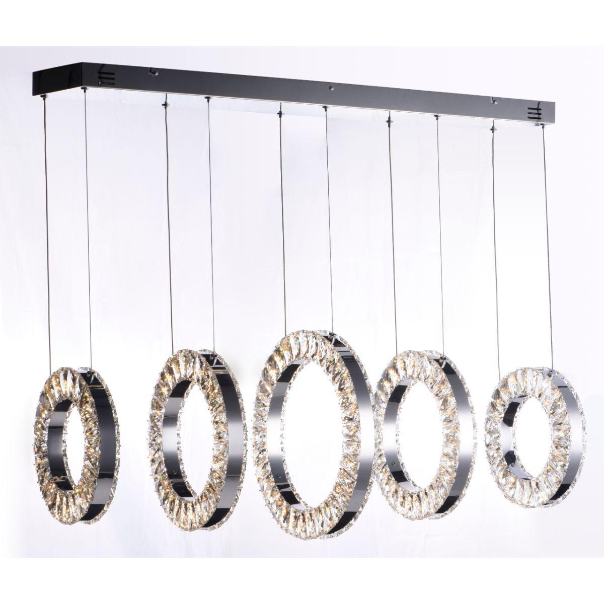 Charm 37 in. 5 Lights LED Pendant Light Chrome finish - Bees Lighting
