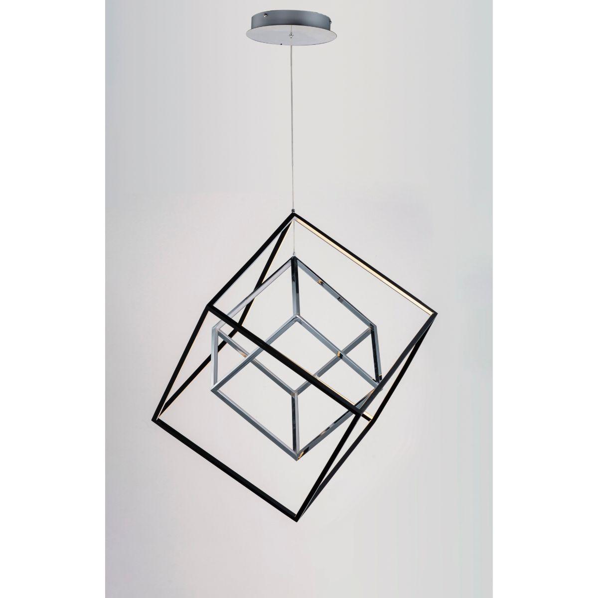 4 Square 21 in. 2 lights LED Pendant, Black - Bees Lighting