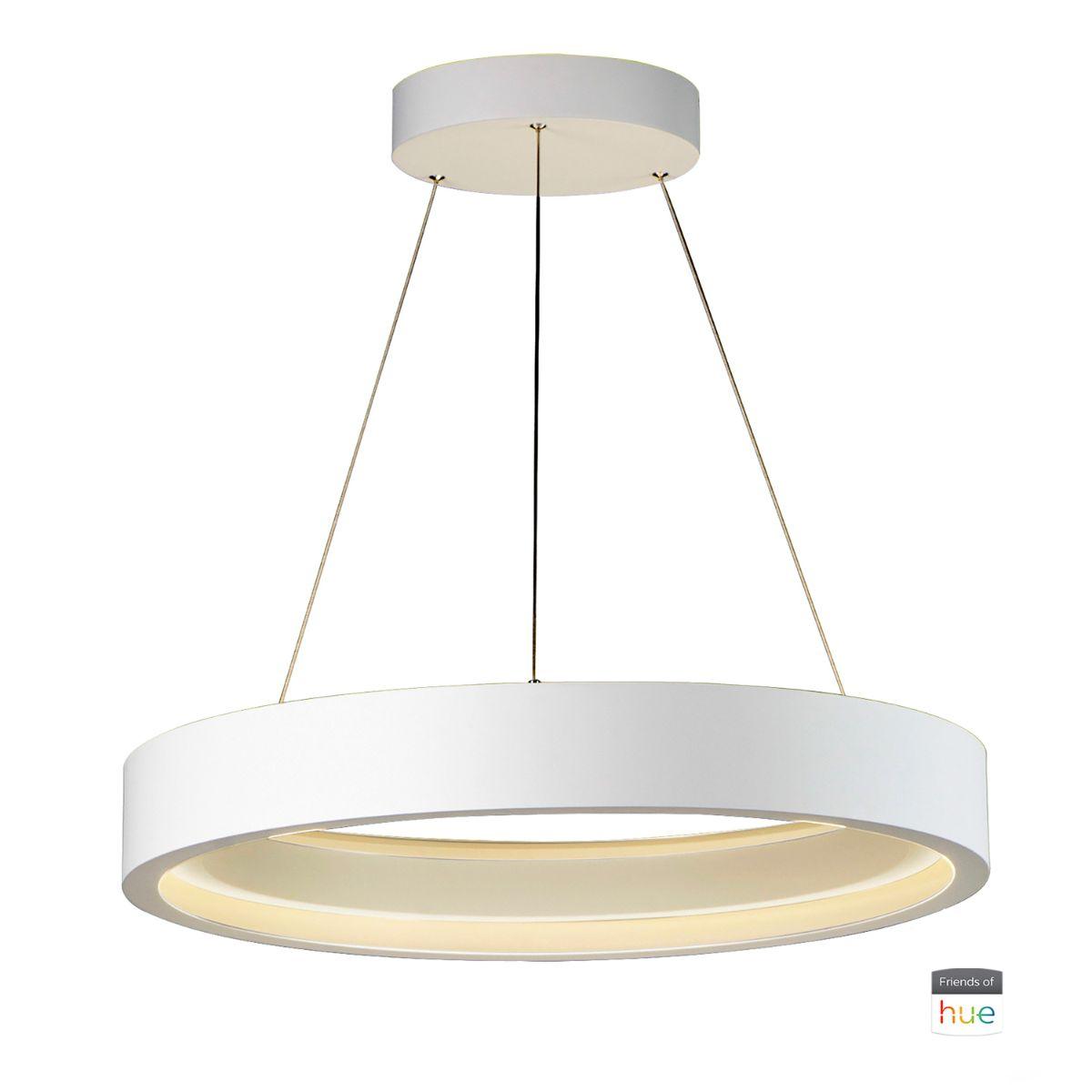iCorona 29 in. Smart LED Pendant Light White finish - Bees Lighting