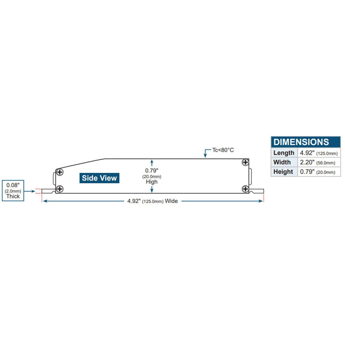 E-Series Recognized 40 Watts, 12VDC LED Driver, Triac Dimming, 120V Input