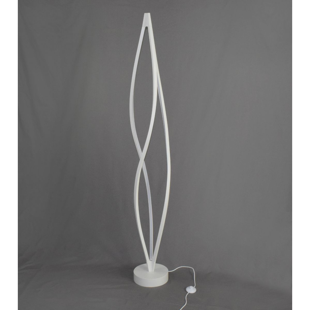 Cyclone 3 Lights LED Floor Lamp Twisted Aluminum Matte White Finish