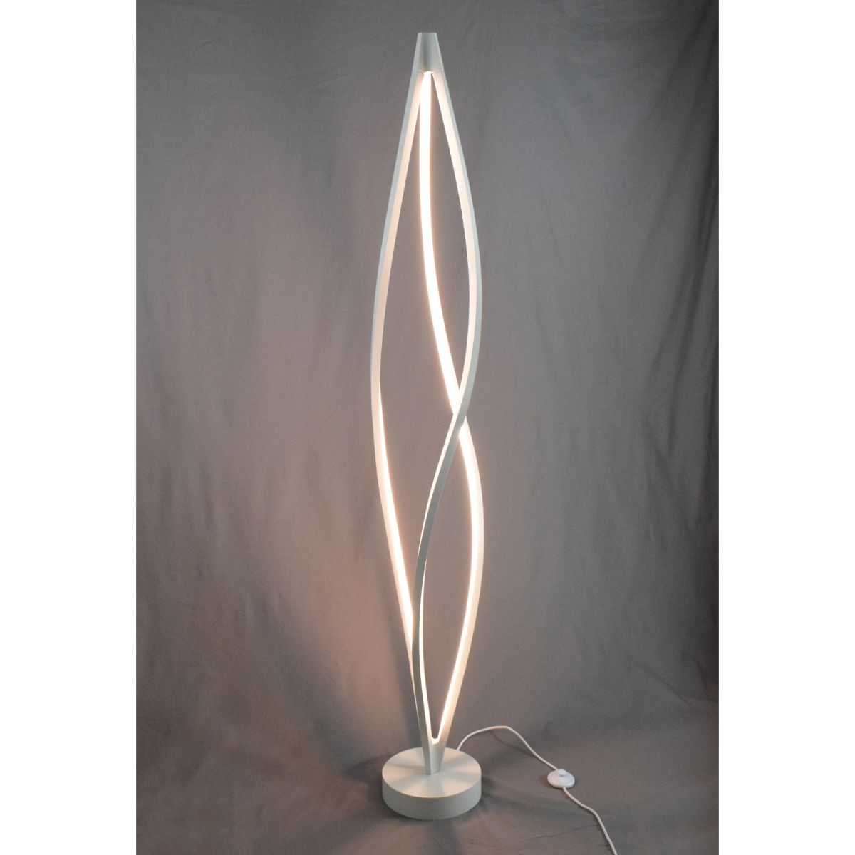 Cyclone 3 Lights LED Floor Lamp Twisted Aluminum Matte White Finish