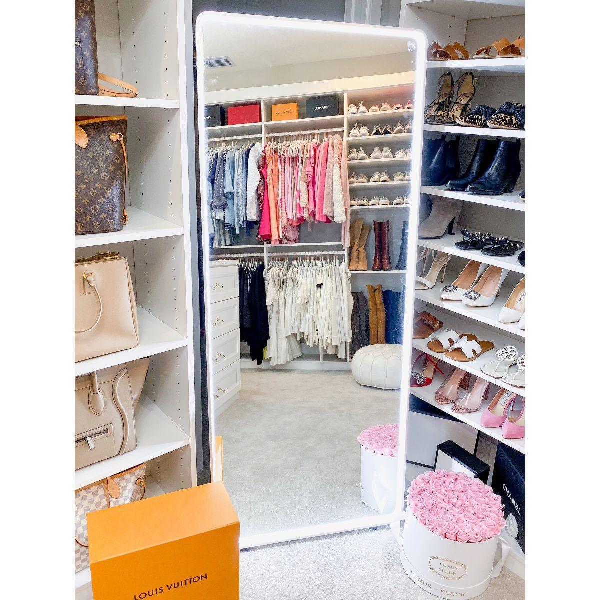 Mirror 67 in. x 28 in. Framed LED Mirror with Kick Stand, Brushed Aluminum - Bees Lighting