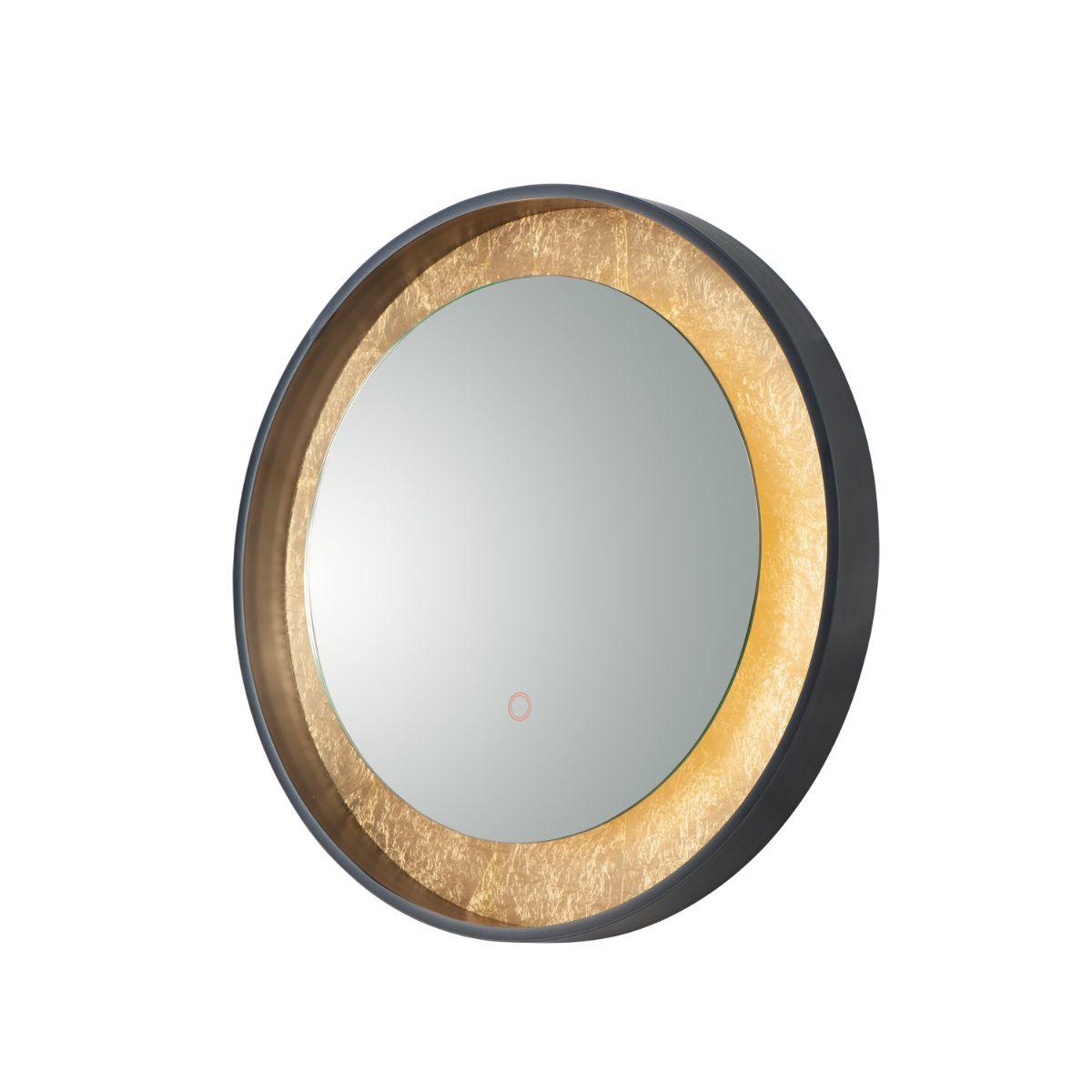 Floating Round 24 In. LED Mirror, 1920 Lumens 3000K, Gold Leaf|Black - Bees Lighting