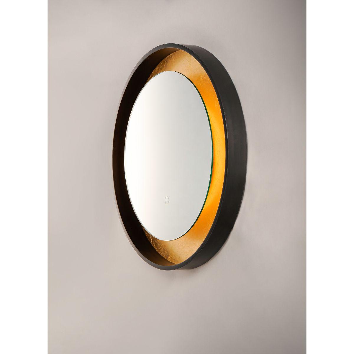 Floating Round 24 In. LED Mirror, 1920 Lumens 3000K, Gold Leaf|Black - Bees Lighting
