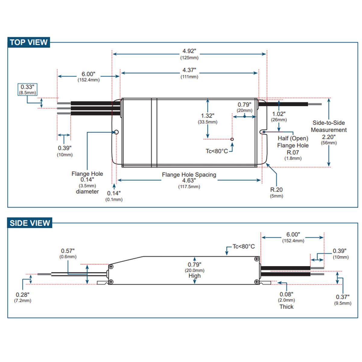 E-Series Recognized 60 Watts, 12VDC LED Driver, Triac Dimming, 120V Input